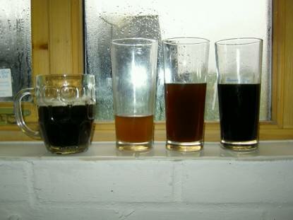 Different stages of wort from Buntingford Brewery Different stages of wort from Buntingford Brewery
