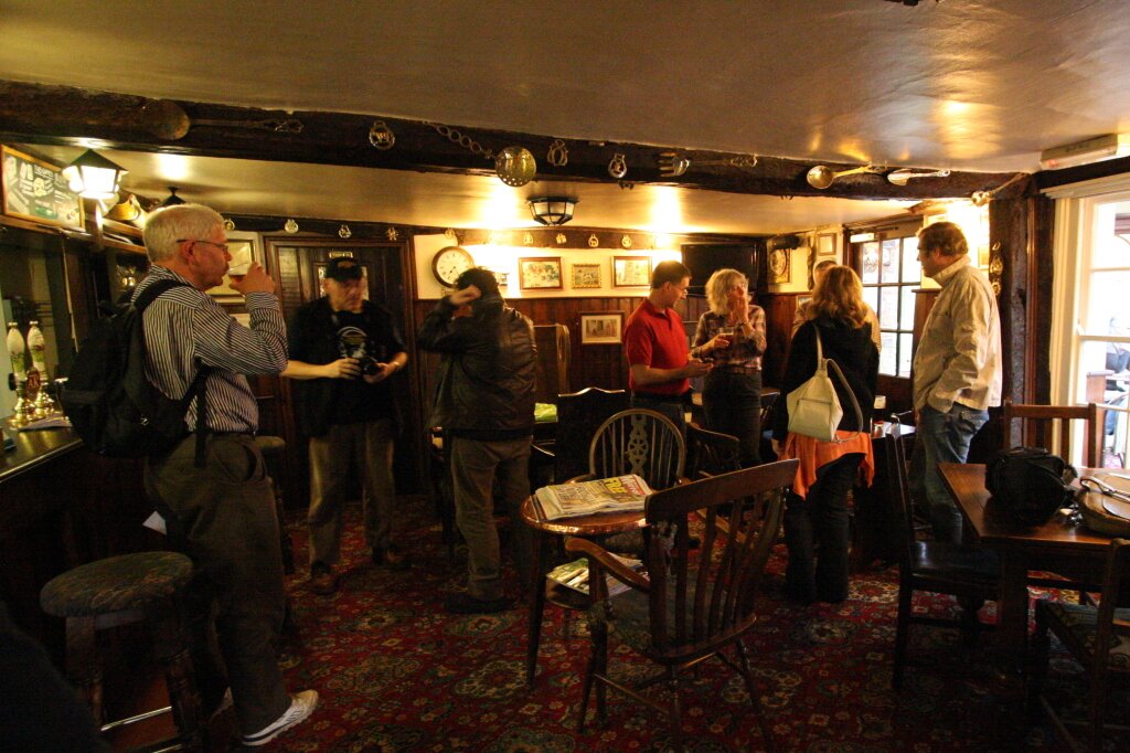 Enjoying ale in The Rising Sun, Halls Green