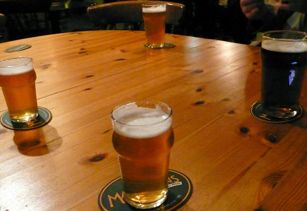 Beer and conversation in The Red Lion
